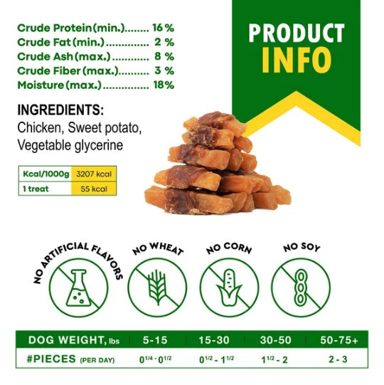 Dog Sweet Potato Wrapped With Chicken Pet Natural Chew Treats Grain Free Organic Meat Human Grade Dried Snacks In Bulk For Training For Small & Large Dogs Sweet Potato