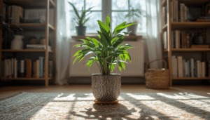 indoor plant in a pot, well lit home setting (1)