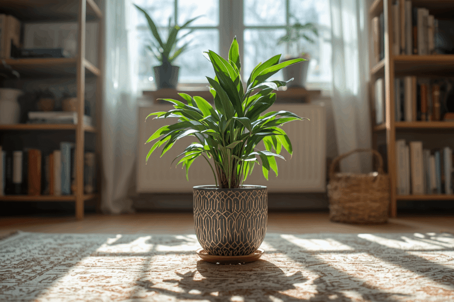 indoor plant in a pot, well lit home setting (1)
