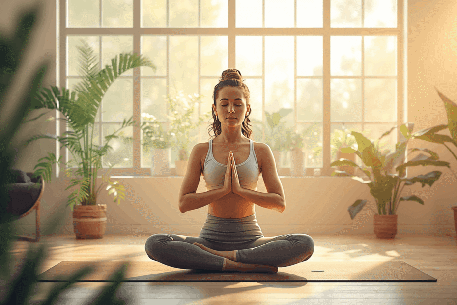 Breathing Exercises That Heal Your Body, Mind & Spirit Naturally young lady doing breathing exercises that heal your body, peaceful and calming atmosphere, wellness and health focused